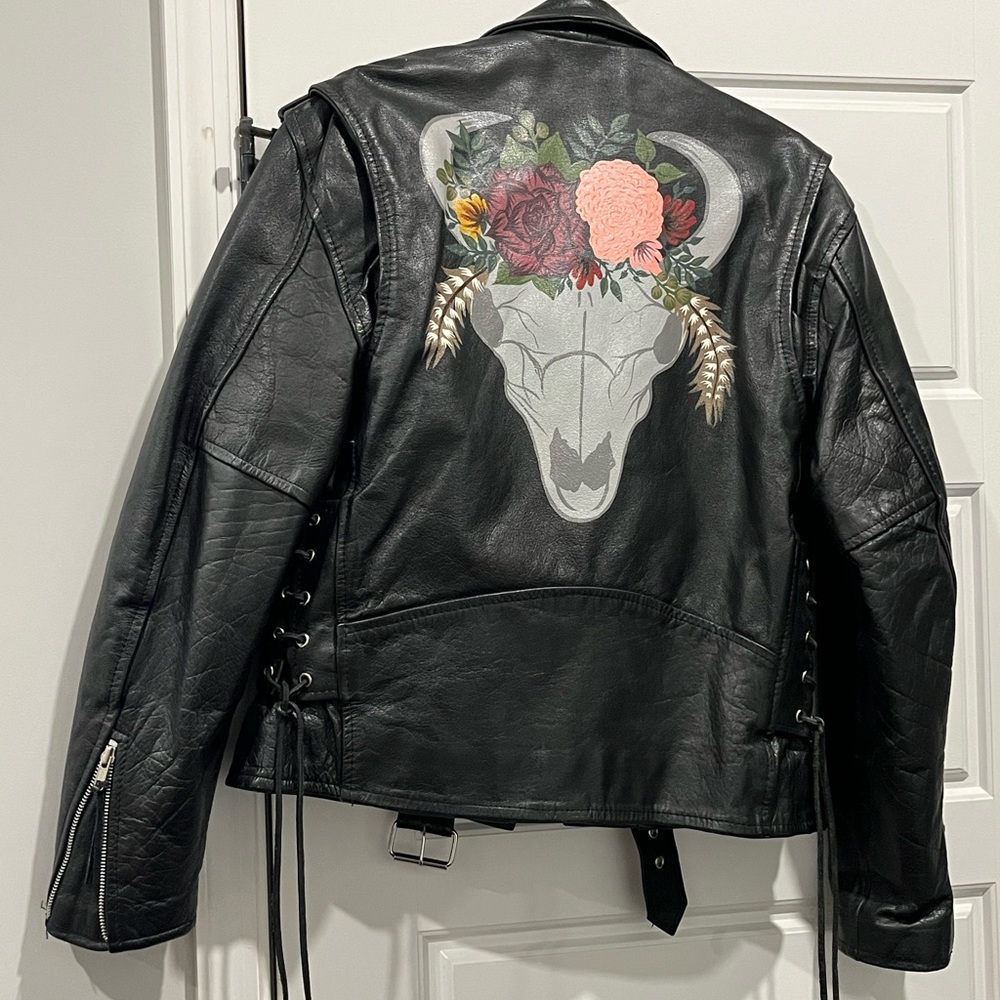Hand painted Genuine Leather Jacket